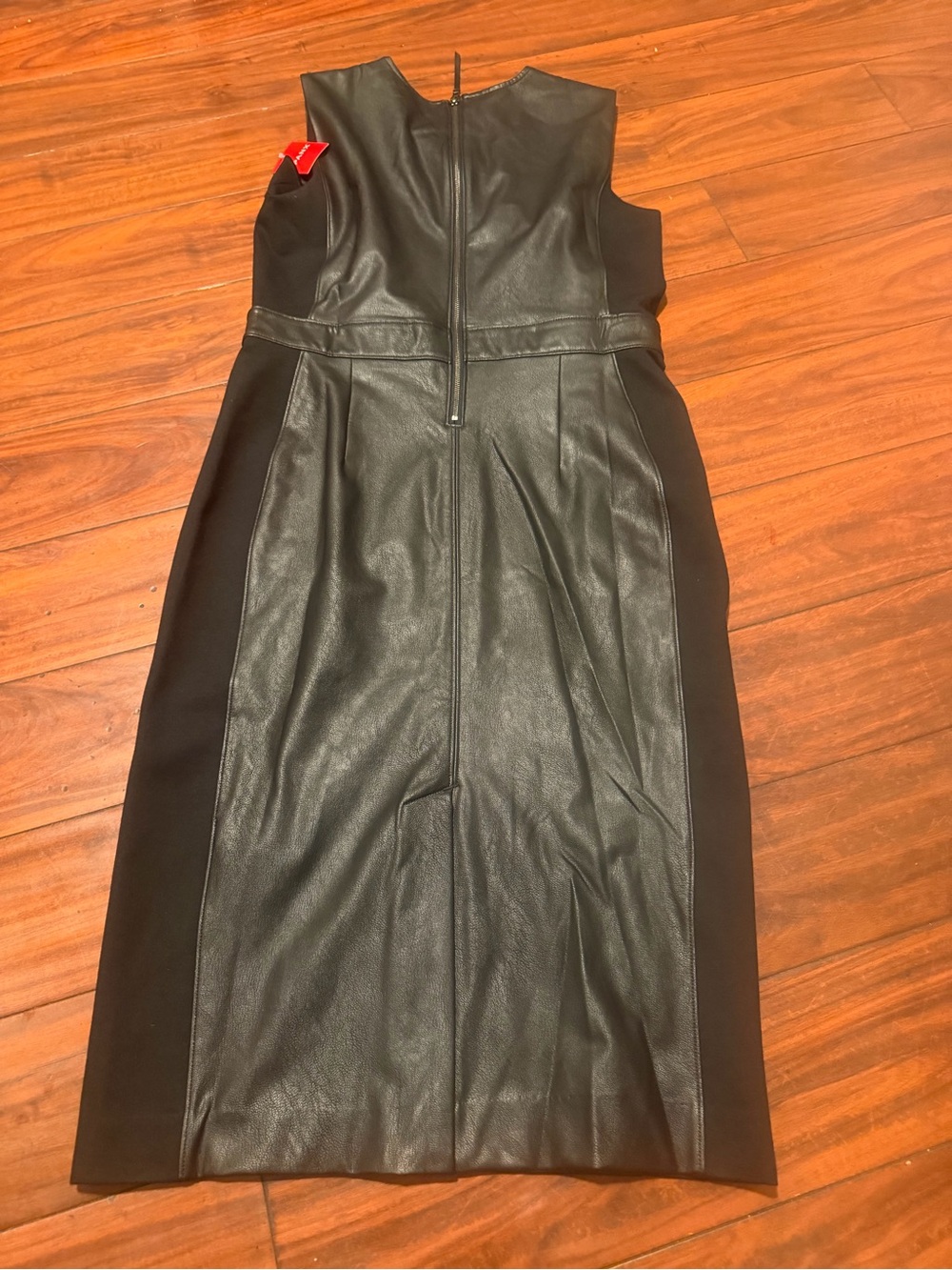 SPANX Black Faux Leather Paneled Midi Dress - Picture 7 of 10